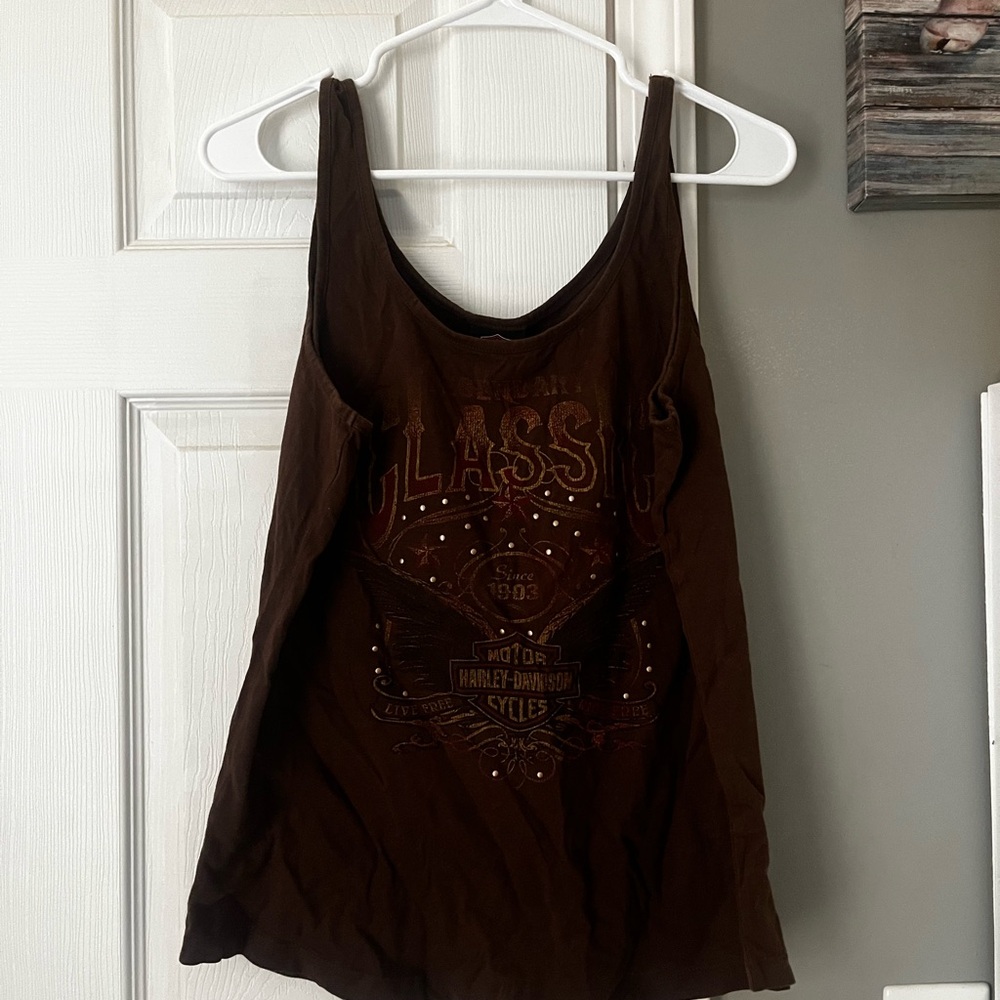 Harley-Davidson Brown and Gold Shimmer Tank Top